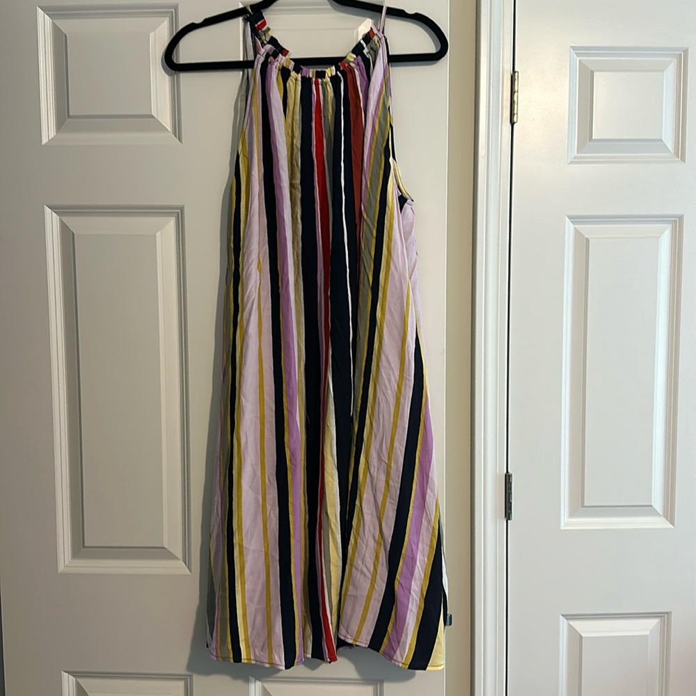 NWT Loft tie neck striped swing dress